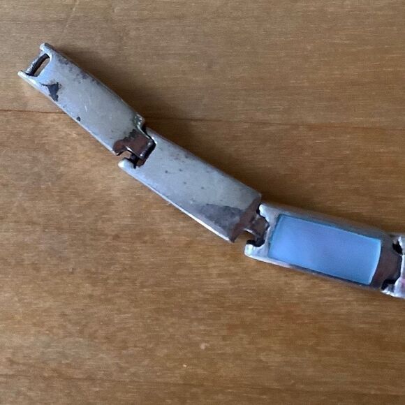 NWOT Sterling SILVER 925 MOTHER OF PEARL INLAID BRACELET SIZE 6.5 in​​ - Picture 4 of 9